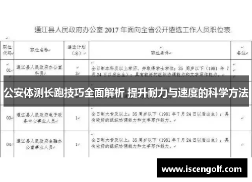 公安体测长跑技巧全面解析 提升耐力与速度的科学方法